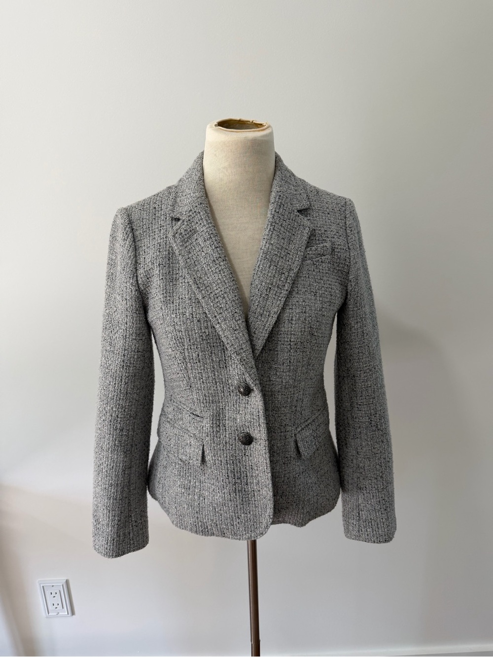 Banana Republic Classic Grey Tweed Women's Blazer